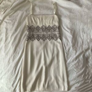 COPY - St. John Cream Rhinestone Evening Dress